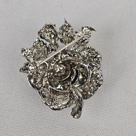 Black Rose Rhinestone Brooch - Picture 3 of 5